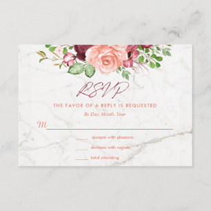Elegant Burgundy Mauve Peach RSVP Enclosure