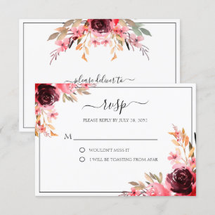 Elegant Burgundy Mauve RSVP Card