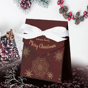 Elegant Burgundy Merry Christmas Favour Box