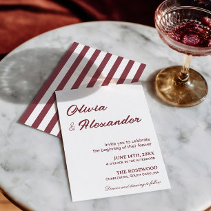 Elegant Burgundy Minimalist Modern Luxury Wedding Invitation