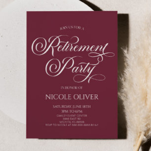 Elegant Burgundy Minimalist Retirement Party Invitation