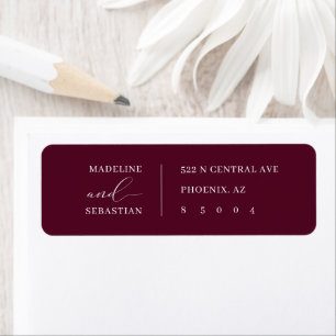 Elegant Burgundy Minimalist  Script Simple Address Return Address Label