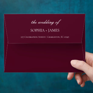 Elegant Burgundy Minimalist Wedding Envelope