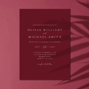 Elegant Burgundy Minimalist Wedding Invitation