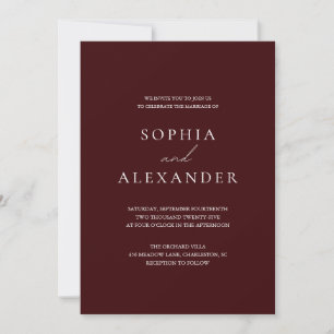 Elegant Burgundy Minimalist Wedding Invitation