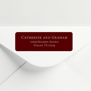 Elegant Burgundy Minimalist Wedding Return Address Label