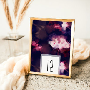 Elegant Burgundy Modern Brush Stroke Wedding Table Number