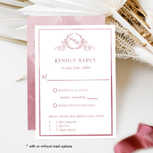 Elegant Burgundy Monogram and Watercolor RSVP