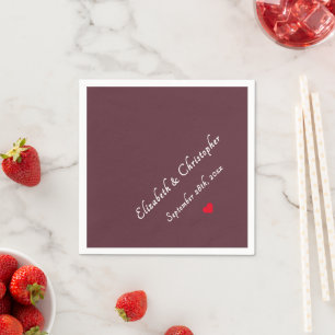 Elegant Burgundy Monogram Wedding Party Cocktail Napkin