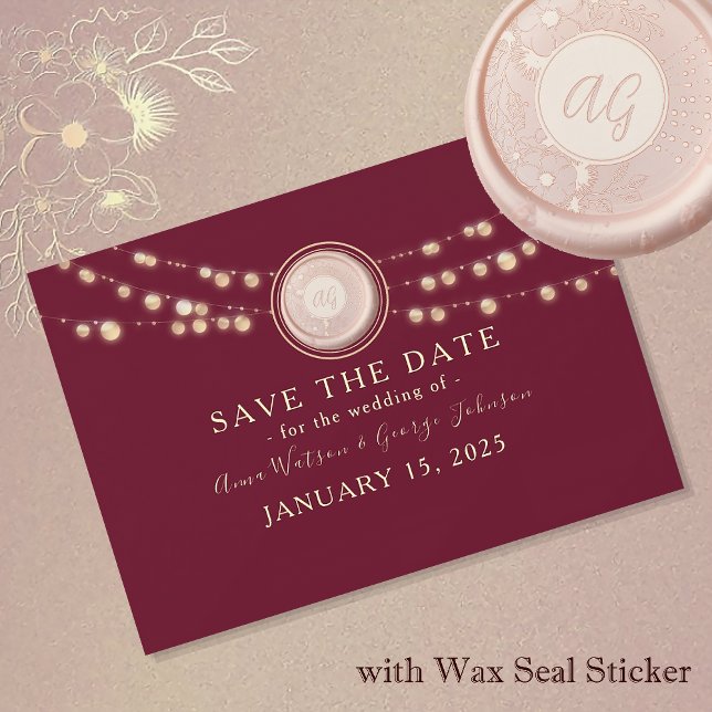 Elegant Burgundy Monogram Wedding Save The Date (Creator Uploaded)