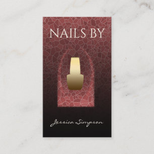 Elegant burgundy mosaic ellipse gold nail polish appointment card