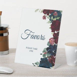 Elegant Burgundy & Navy Blue Shower Favours Sign