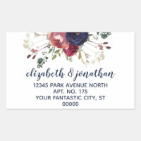 Elegant Burgundy Navy Rose Gold Return Address