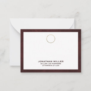 Elegant Burgundy Notecard with Gold Logo Law Firm