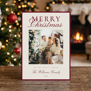 Elegant Burgundy Old Money Christmas Photo Holiday Card