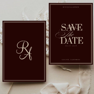 Elegant Burgundy Old Money Photo Luxury Wedding Save The Date
