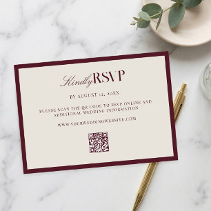 Elegant Burgundy Old Money Wedding RSVP Card