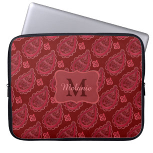 Elegant Burgundy Paisley Pattern Personalised Laptop Sleeve