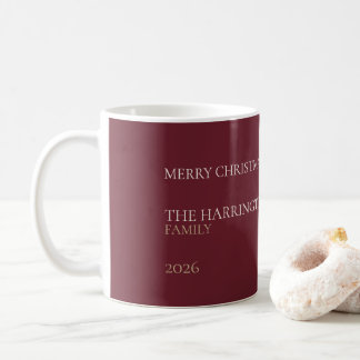 Elegant Burgundy Personalized Family Christmas Mug