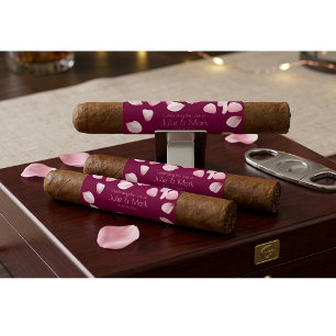 Elegant Burgundy Petals Wedding Custom Cigar Wrap Return Address Label