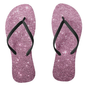 Elegant burgundy pink abstract girly glitter thongs