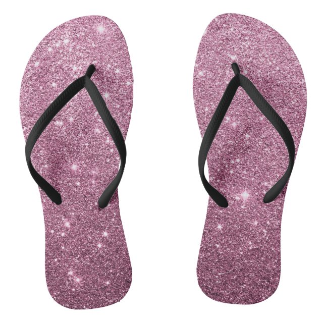 Elegant burgundy pink abstract girly glitter thongs (Footbed)