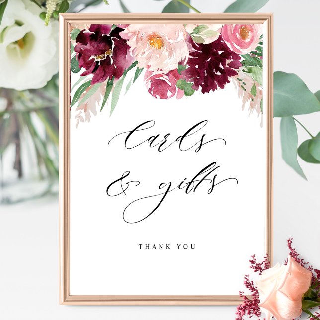 Elegant Burgundy Pink Blush, Cards and Gifts Sign (Creator Uploaded)