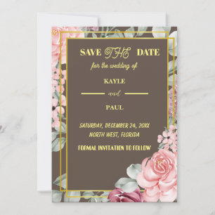 Elegant Burgundy Pink Blush Floral Wedding   Save The Date
