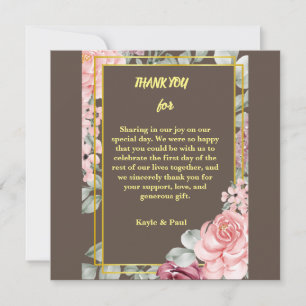 Elegant Burgundy Pink Blush Floral Wedding Thank You Card