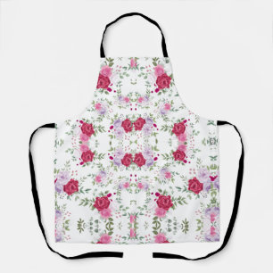 Elegant Burgundy & Pink Lavender Floral Garden Apron