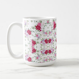Elegant Burgundy & Pink Lavender Floral Garden Coffee Mug