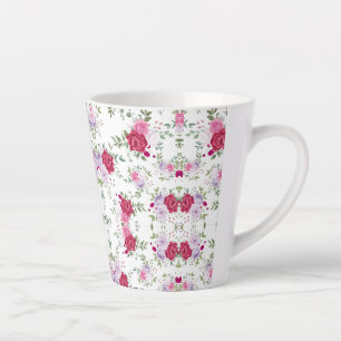Elegant Burgundy & Pink Lavender Floral Garden Latte Mug