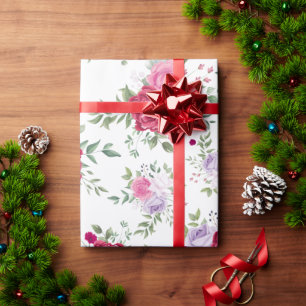 Elegant Burgundy & Pink Lavender Floral Garden Wrapping Paper