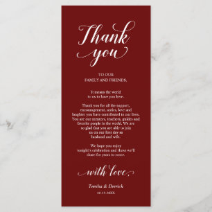 Elegant Burgundy, Place Setting Thank You Card