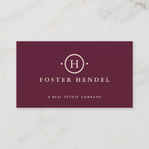 Elegant Burgundy Professional Monogram Business Card
