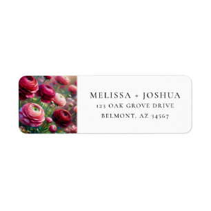 Elegant Burgundy Ranunculus Return Address Label