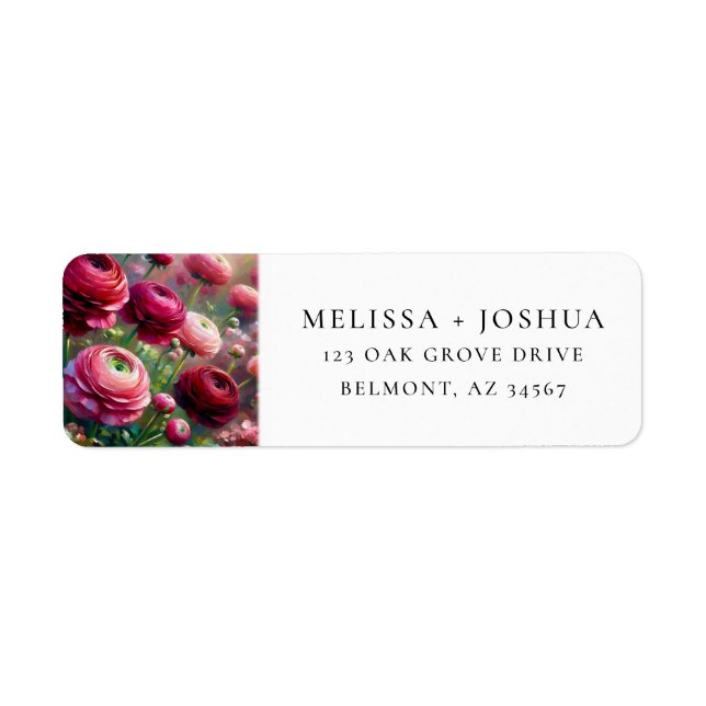 Elegant Burgundy Ranunculus Return Address Label (Front)