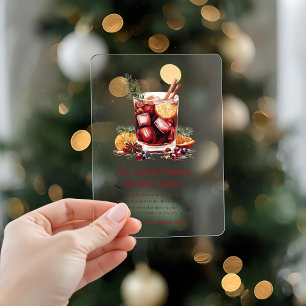 "Elegant Burgundy Red Christmas Cocktail Party Acrylic Invitations