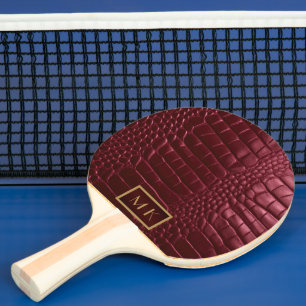 Elegant Burgundy Red Faux Crocodile Ping Pong Paddle