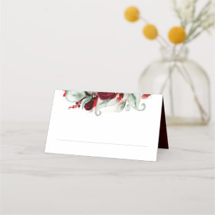 Elegant Burgundy Red Floral Wedding Place Card