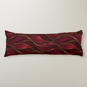 Elegant Burgundy Red Marble Waves with Gold Accent Body Cushion