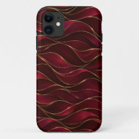 Elegant Burgundy Red Marble Waves with Gold Accent