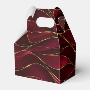 Elegant Burgundy Red Marble Waves with Gold Accent Favour Box