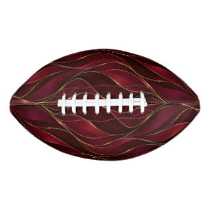 Elegant Burgundy Red Marble Waves with Gold Accent Football