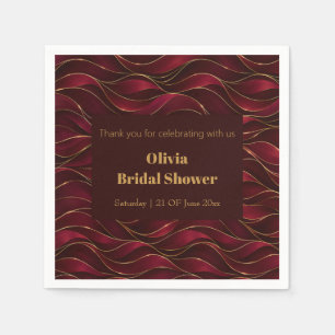 Elegant Burgundy Red Marble Waves with Gold Accent Napkin