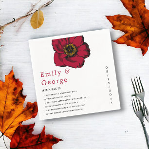 Elegant burgundy red rose romantic floral Wedding  Napkin