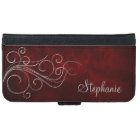 Elegant Burgundy Red Silver Swirl Personalised
