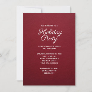 Elegant Burgundy Red Simple Christmas Party Invitation