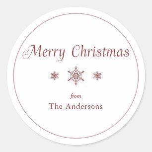 Elegant Burgundy Red Snowflake Christmas Sticker