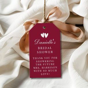Elegant Burgundy Red Valentines Bridal Shower Gift Tags